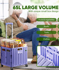 Beast Folding Utility Cart With Lid 65L Capacity Portable Rolling Cart filled with groceries in living room