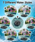 Sun Powered 3 Level Adjustable Water Height No Fuss Solar Fountain Pump Kit With Rotating Nozzles 7 Sprays for Bird Bath