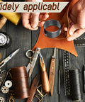 Hands using Leather Circle Cutter Tool Set With 7 Sizes 20mm To 50mm High Carbon Steel Hole Punch among leatherworking tools.