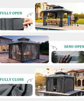 10x10 Ft Polycarbonate Hardtop Gazebo With UV Blocking Roof All Season Weatherproof Patio Shelter double layer sided walls