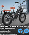 Two Seat Electric Bike For Adults With Rear Seat And Front Basket, Peak 1000W Ebike, 48V 13Ah Battery, shown on a road