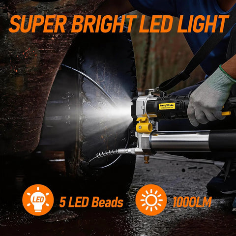 Cordless Grease Gun 12000 PSI With 2 In 1 Rotating Handle And 16.4 Inch Hose, DeWalt 20V MAX Battery Compatible in use