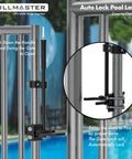 Heavy Duty Auto Pool Gate Latch With Snappy Spring Closer And Easy Push Release For Child Safe Chain Link Fences, detailed view of latch mechanism.