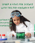 STEM Rock And Mineral Kit For Kids With 30 Real Geology Specimens Hands On Viewer Identification Tools And Testing Tools Geology Set For Young Geologists Ages 8 And Up, child in goggles at lab table