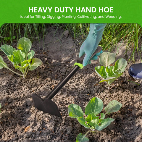 Heavy Duty Hand Hoe Tiller Cultivator Tool With Carbon Steel For Ultimate Strength Rust Resistant Ergonomic Handle used in garden