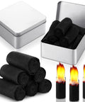 Char Cloth Fire Starter Refills For Bushcraft And Outdoor Survival Eight Rolls Quick Ignite In 0.5 To 3 Seconds, black rolls in tin