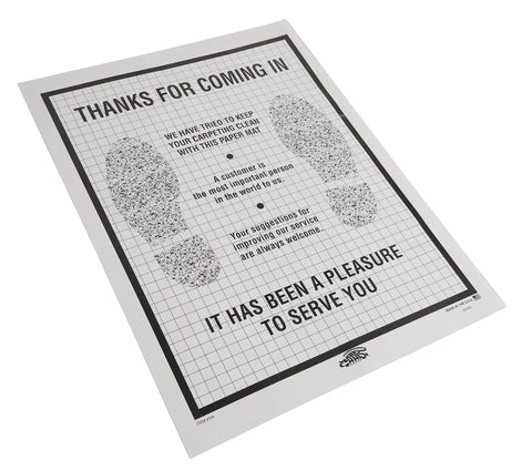 Disposable Auto Floor Mats 17 Wide By 22 High Case Of 500 For Car Shops And Service Bays Vehicle Carpet Protector with footprints and text