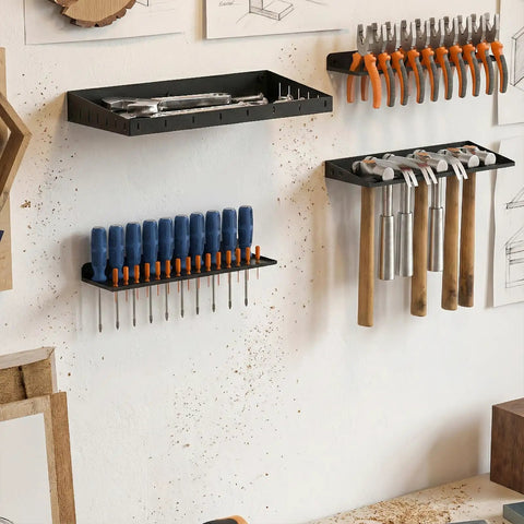 Wall Mount Hand Tool Organizer Rack For Workshop And Garage, Screwdriver And Pliers Holder, Hammer Storage Rack, installed view