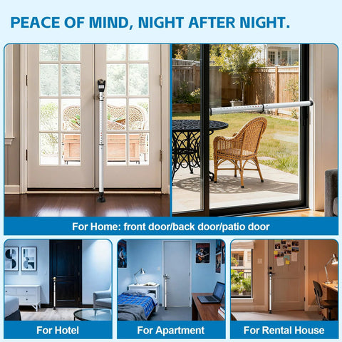 Heavy Duty Door Security Bar Adjustable Up To 47 Inches Sliding Door Lock Stick Burglar Protection withstanding 400 lbs force