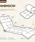 Diagram of an Outdoor Chaise Lounge Chair Cushion Waterproof Memory Foam Replacement with Secure Ties 74.4 x 22 x 4.7 inches