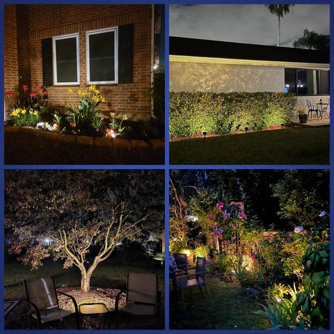 Solar Outdoor Lights 56 LED Spotlight with 3 Modes IP68 Waterproof Garden Yard Pathway Lights illuminating garden