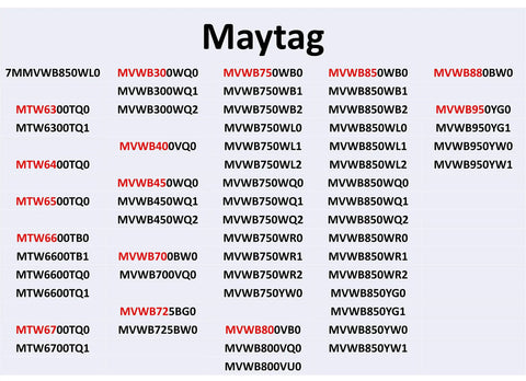 Maytag model numbers chart for washing machines including Premium Washing Machine Tub Rebuild Kit For Part 8545956.