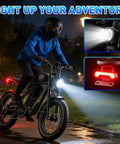 Night rider on 1500W Peak Electric Bike For Adults, 35 MPH Off Road And City Commute, Fat 20x4.0 Tire with lights on.