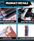 Haunting Halloween Window Curtain With 16.4 Ft LED Lights, Creepy Clown Backdrop, Joker Poster, polyester fabric details
