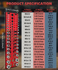 Handy Thread Gauge Kit With 22 SAE And 18 Metric Thread Sizes, 26 Drill Bit Gauges with size chart and ruler measurements