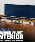 Journeyman Series Deluxe Wood Bass Case Built Tough For Electric Bass Guitars, Fits Fender Precision And Jazz Basses And More, Heavy Duty Plywood Shell, Vintage Burlap Exterior With Royal Blue Accents, Antique Brass Locking Latch, open bass case with royal blue crushed velvet interior