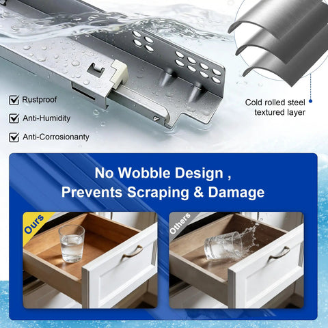 Beefy Heavy Duty 18 Inch Undermount Drawer Slides With Soft Close Full Extension Bottom Mount Cabinet Rails Zinc Plated 85 Lb Capacity Includes Mounting Hardware For Multi Drawer Replacement in water-resistant steel finish