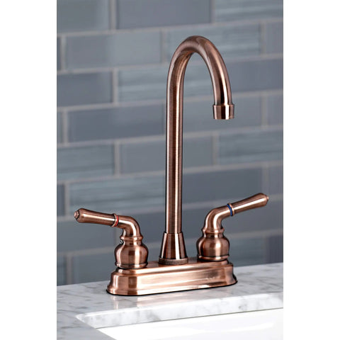 Magellan Antique Copper Bar Faucet With Solid Brass Build, Deck Mount 4 Inch Centerset 2 Hole Setup, Classic Vintage Style