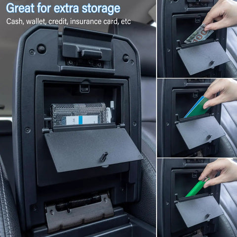 Hidden Center Console Storage Box For Toyota Tacoma 2016 To 2023 Armrest Organizer with Secret Compartment in use
