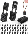 25 Pack Zipper Pull Tabs And Cord Ends For Shoelaces And Gear Fixes, Black Plastic Ends For Ropes Under 3.5mm, Easy Clip On Cord Locks