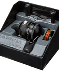 Boxed Omega Pro 3SZ Spincast Reel With 10 Pound Line, Size 30, Black, Aluminum Covers, Dual Paddle Handle, Soft Touch Thumb Button