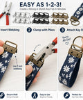 Steps to use 45 Pack 1 Inch Key Fob Hardware With Pliers For DIY Wristlet Keychains, Includes Silver Black Bronze Zinc Alloy Pieces
