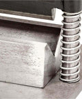 Close-up of Heavy Duty Press Brake Attachment for 12 to 20 ton hydraulic shop presses showing precise bend capability in metal.