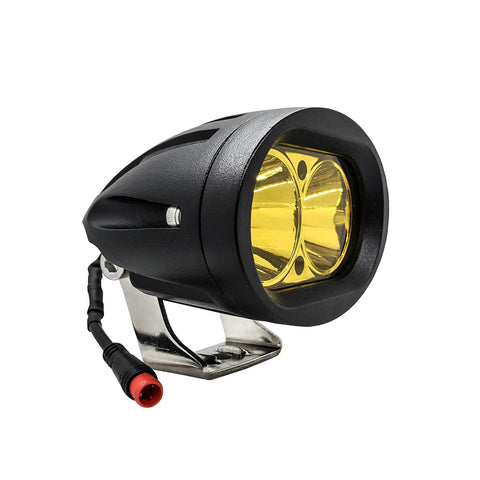 Neon Yellow High Output LED Headlight For E Bikes And E Scooters Street Ready Two Pin Julet Type Plug Fits Rad Power Bikes RadMini RadRover RadExpand RadRunner And More 12V To 60V Compatible Aircraft Grade Aluminum Body