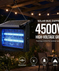 Beast Outdoor Mosquito Zapper With 4500V Electric Grid And USB C Rechargeable Battery LED Insect Killer hanging in patio