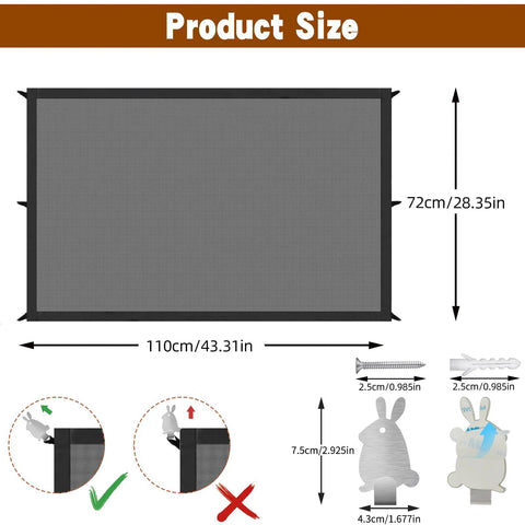 Portable Mesh Baby Gate For Stairs And Doorways Easy Install Pet Gate For The House 44 By 29 Inches with dimensions shown