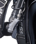 Close-up of Wing Style Scuba BCD With Aquawing Plus One Size Unisex showing hoses and modular system straps.