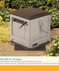 Swivel Hideaway Hose Reel With Crank Handle And Hose Guide 225 Ft Capacity Mocha Taupe Finish For Large Yards Smooth Winding And Easy Storage in garden