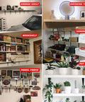 Various shelves using Beefy 20 Pack 12 Inch Heavy Duty Black Iron Metal Floating Shelf Brackets L Corner Brace Support for diverse storage.