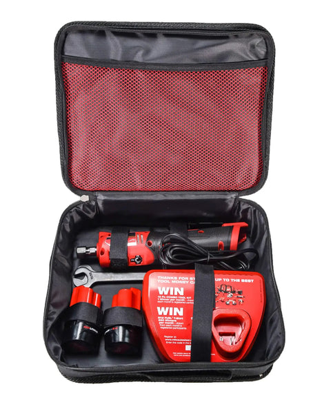 M12 FUEL 12V Straight Die Grinder Kit with Brushless 0.3 HP Motor, 3 Speed RPM Control, two 2.0Ah batteries, charger, tool bag