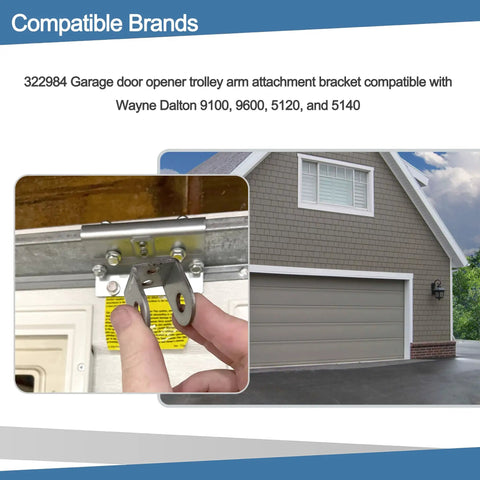 Person installing Garage Door Trolley Arm Bracket Kit For 9100 9600 And 5120 5140 Doors With Beefed Up Rivets on door