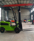 Heavy Duty Electric Forklift With Chain Drive Rock Solid For Supermarket And Workshop Pallet Stacking featuring side view in warehouse.