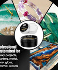 Pro Grade Epoxy Resin Polishing Kit For High Gloss Finishes, Powerful Polishing Compound, shown with art and jewelry examples