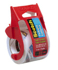 Heavy Duty Shipping Tape With Dispenser 1 Roll, Clear Packing Tape 1.88 Inch By 22.2 Yards, 1.5 Inch Core, red dispenser.