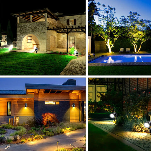 Low Voltage Landscape Lighting With Connectors DIY Friendly AC DC 12 24V IP67 Waterproof 3000K Warm White Spotlights in garden