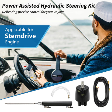 Sterndrive Hydraulic Steering Kit With Power Assisted System For Stern Drive Boats Ready To Install Versatile And Works With Major Motor Brands Includes Two Way Lock Valve For Smooth Responsive Control On The Water