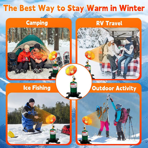 Portable Propane Heater For Camping And Outdoors, Compact Patio Space Heater With Control Valve in various outdoor activities