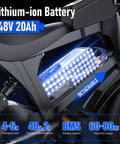 Fat Tire Electric Bike For Adults With 48V 20Ah Battery, Dual 1500/3000W Brushless Motor, battery details highlighted