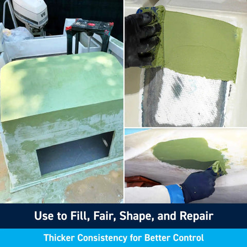 Application of Marine Epoxy Fairing Compound Two Part Filler For Fiberglass Wood Aluminum And Steel Two Pint Kit on surfaces