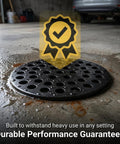 Solid 4.5 Inch Cast Iron Floor Drain Cover Round Heavy Duty Drain Strainer For Bathrooms And Patios bombproof grime guard on concrete