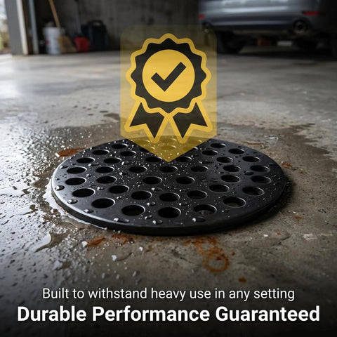 Solid 4.5 Inch Cast Iron Floor Drain Cover Round Heavy Duty Drain Strainer For Bathrooms And Patios bombproof grime guard on concrete