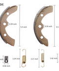 Image of Golf Cart Brake Shoes And Spring Kit showing dimensions of 17L and 17T brake shoes and springs, sizes detailed.