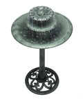 35 Inch Outdoor Pedestal Water Fountain With 3 Tier Cascade, Durable Resin Birdbath For Garden Patio Deck And Backyard Green Finish
