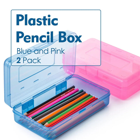 Heavy Duty Plastic Pencil Case And Desk Organizer Featuring Super Snazzy Pink Blue Shade With Killer Capacity For Crayons Markers And Pens Keeps Stationery Locked Up Tight And Ready For School Adventures