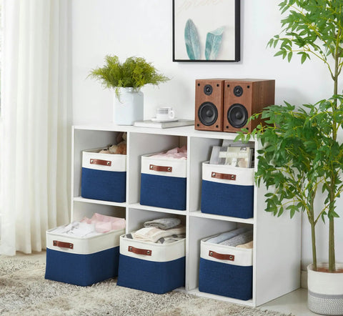 Tough As Nails Heavy Duty Fabric Storage Bins With Reinforced Metal Frame And Faux Leather Handles, Large Closet Organizers Making Shelves A Total Game Changer, 3 Pack For Quick Cleanup