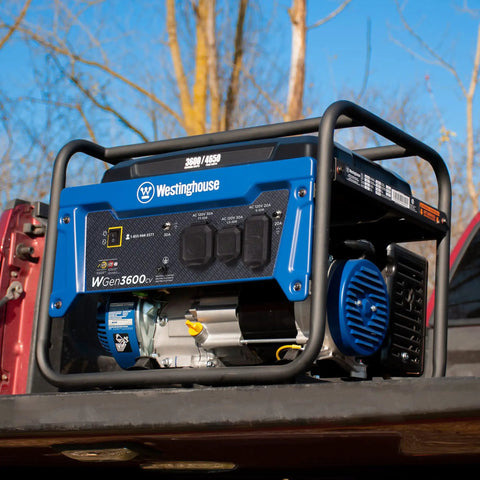 Portable Generator For On The Go Power Anywhere 3600 Running Watts 4650 Peak Watts Gas Powered RV on truck bed